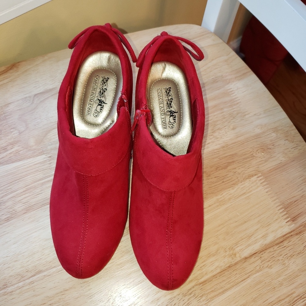 Coach and Four Red Suede Bootie